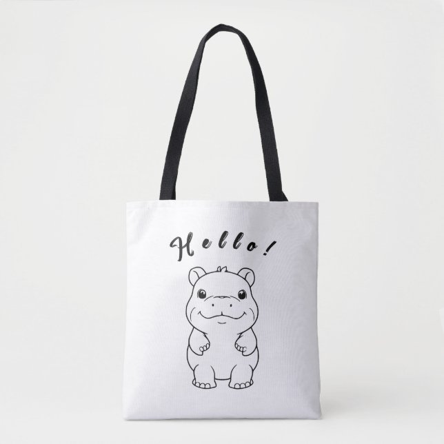 Bolsa Tote Olá! Comprador bonito, alegre e ecológico (Frente)