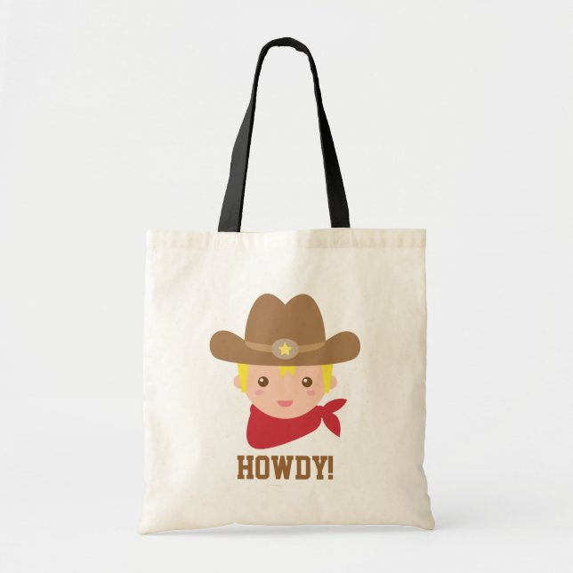 Bolsa Tote Olá, Cowboy Bonito para meninos (Frente)