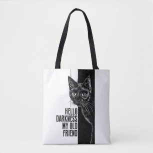 Bolsa Tote Olá Escuridão Meu Velho Amigo Esboço do Gato Preto