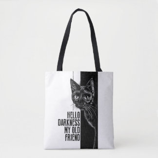 Bolsa Tote Olá Escuridão Meu Velho Amigo Esboço do Gato Preto