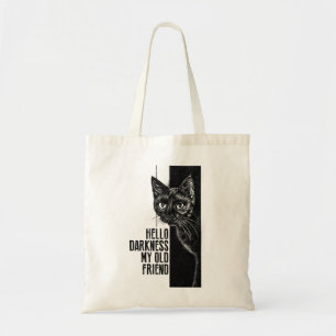 Bolsa Tote Olá Escuridão Meu Velho Amigo Esboço do Gato Preto
