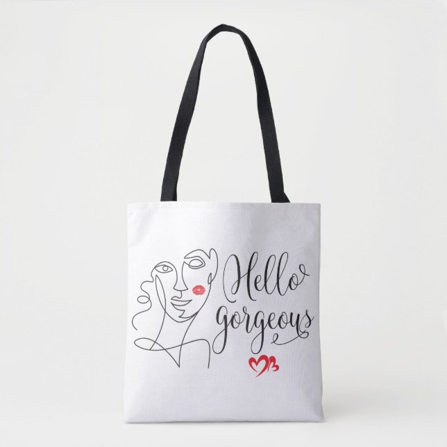 Bolsa Tote Olá ilustração de rosto maravilhosa (Frente)