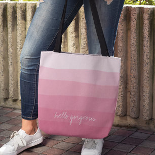 Bolsa Tote Olá Linda Grelha de Dipdye-color-d-água rosa