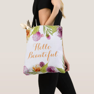 Bolsa Tote Olá Lindas Flores de Jardim de Aquarela
