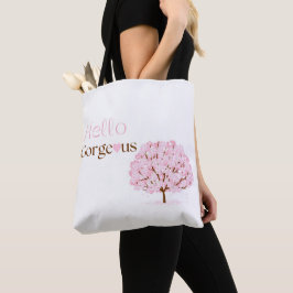 Bolsa Tote Olá, Lindíssima, Árvore em Flor Rosa