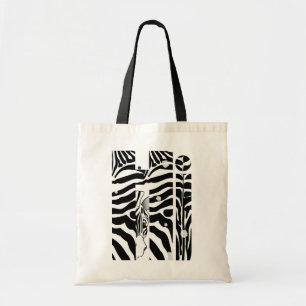 Bolsa Tote "Olá!" listras pretas/brancas da zebra abstraem n
