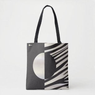 Bolsa Tote "Olá!" listras pretas/brancas da zebra abstraem n