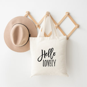 Bolsa Tote Olá, Lovely Tipografia Escrita em Pincel