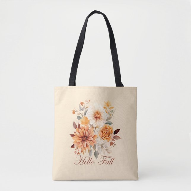 Bolsa Tote Olá outono Castanheiras de aquarela folhas outono (Frente)