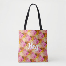 Bolsa Tote Olá Padrão Geométrico Aquarela Rosa