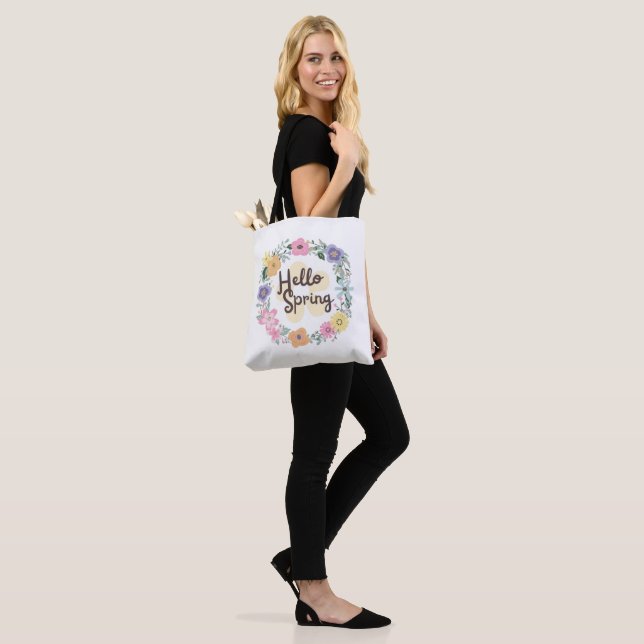 Bolsa Tote Olá Primavera | Saco de Compras Decorado (No(a) Modelo)