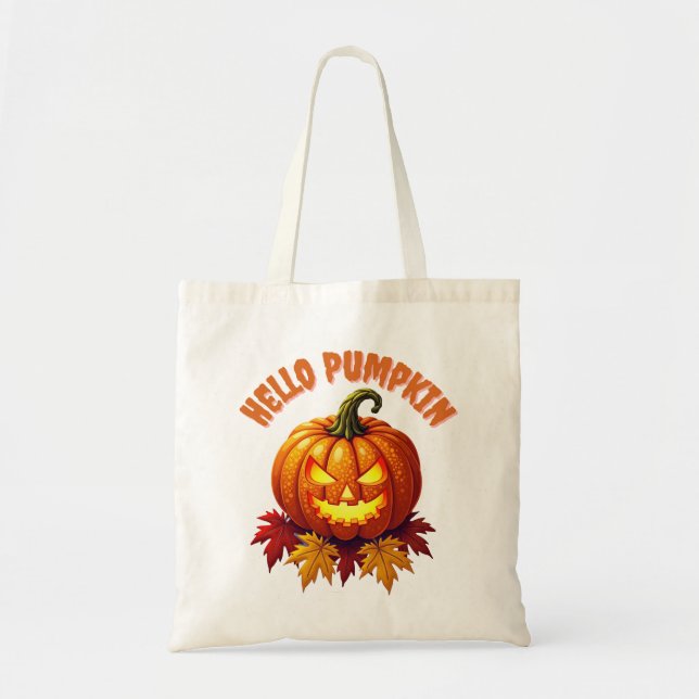 Bolsa Tote Olá Pumpkin Autumn Halloween (Frente)