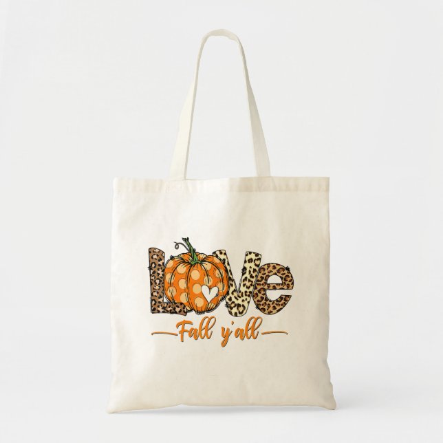 Bolsa Tote Olá, Pumpkin Fall Y'All Leopard Love (Frente)
