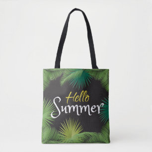 Bolsa Tote Olá! quadro tropical das folhas do verde da palma