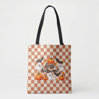Bolsa Tote Olá Sacola de Halloween Fantasmas e Abóboras