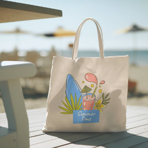 Bolsa Tote Olá Summer com a tipografia Toalha Tropical Bag