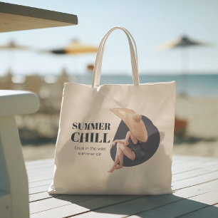 Bolsa Tote Olá Summer com a tipografia Toalha Tropical Bag