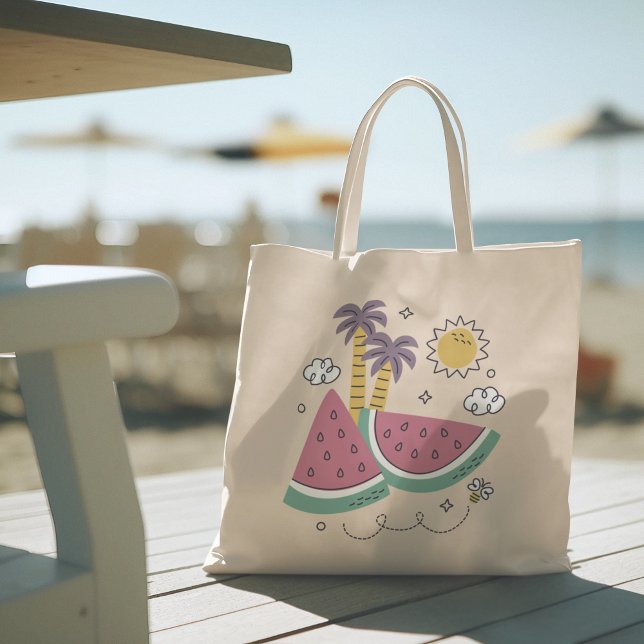 Bolsa Tote Olá Summer com Flamingo Tropical Tote Bag (hello summer, beach tote bag, vacation tote bag, school tote bag, colorful typography, gift for her)