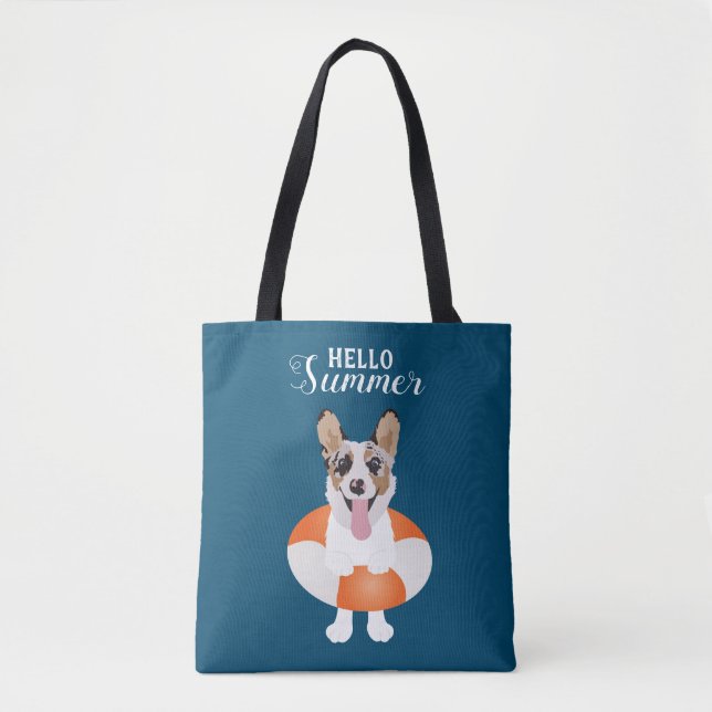 Bolsa Tote Olá Summer Corgi Beach Dogs (Frente)