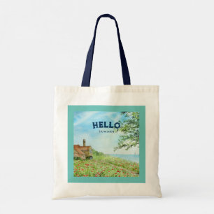 Bolsa Tote Olá Summer Poppy Field Sun Landscape