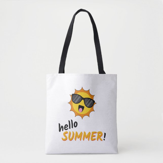 Bolsa Tote Olá Summer Sun com óculos de sol (Frente)