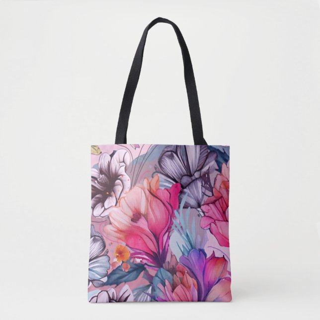 Bolsa Tote Olá, Tempo de Felicidade de Primavera, Cores Quent (Frente)