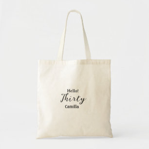 Bolsa Tote Olá trinta aniversário nome simples minimalista el