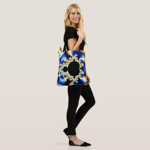 Bolsa Tote Olhando o Fractal Azul Sedoso