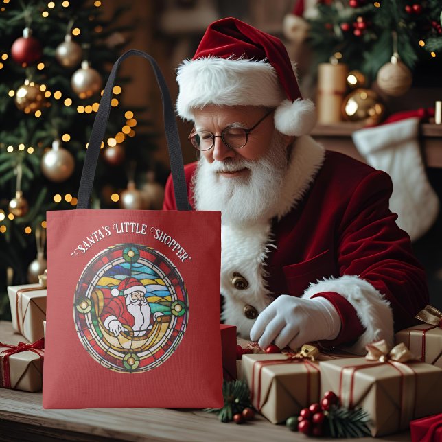 Bolsa Tote Olhar de Vitral Santa Está Chegando à Cidade  (Criador carregado)