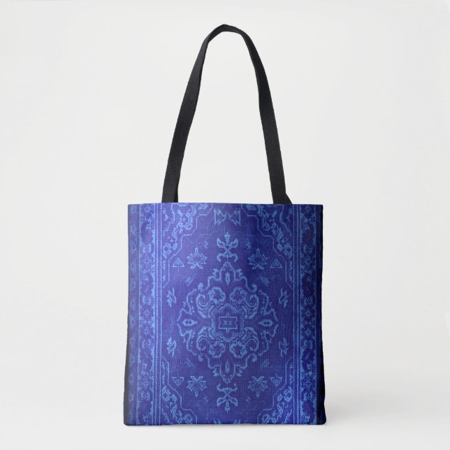 Bolsa Tote Olhar do tapete persa no azul (Frente)