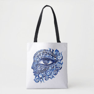 Bolsa Tote Olho abstrato Grego Mau com Chave Grego
