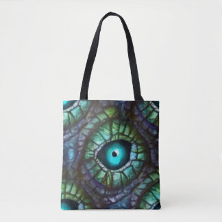 Bolsa Tote Olho Azul Verde Abstrato