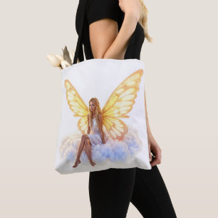 Bolsa Tote Olhos azuis mágicos e bonitos asas brilhantes e ou