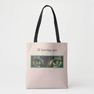 Bolsa Tote Olhos bonitos de gato sobre o bege