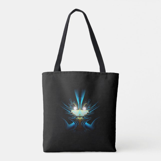 Bolsa Tote Olhos brilhantes - Criatura Azul Luminosa (Verso)