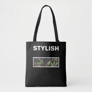 Bolsa Tote Olhos de gato elegantes em preto e branco