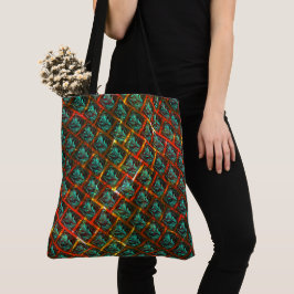 Bolsa Tote "Olhos de moldura" azuis, quadrados, arranhados ou