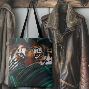 Bolsa Tote Olhos de Tigre de Selva Verde Intensa Folhas da Vi