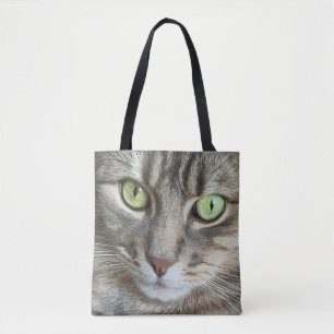 Bolsa Tote Olhos Esmeralda – Retrato de um Gato de Olhos Verd