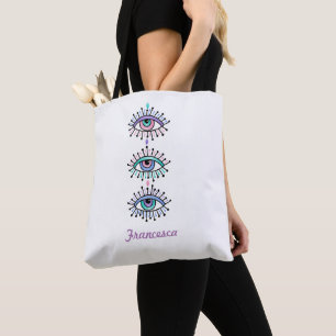 Bolsa Tote Olhos Espiritais Lavandas Cor-de-rosa-claro