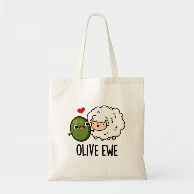 Bolsa Tote Olive Ewe Engraçado Love Pun (Frente)