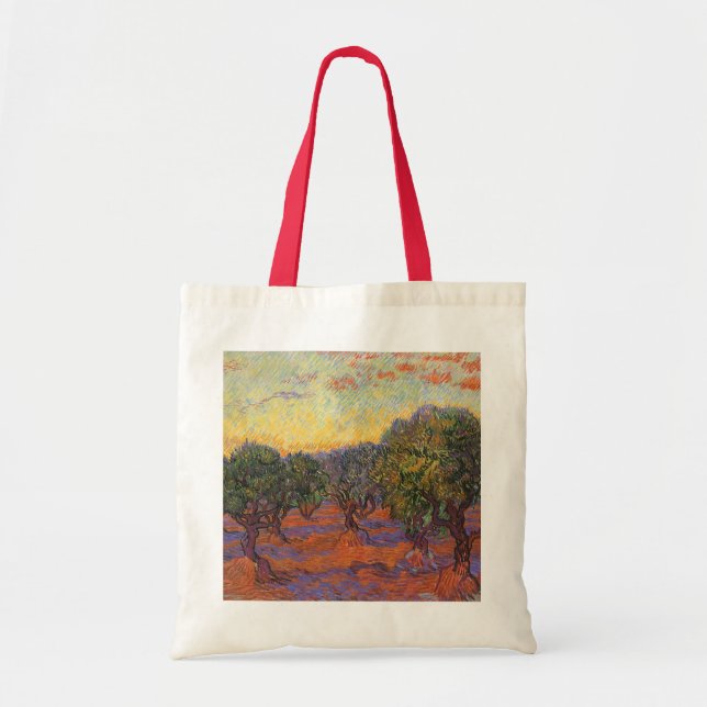 Bolsa Tote Olive Grove, Orange Sky, por Vincent van Gogh (Frente)