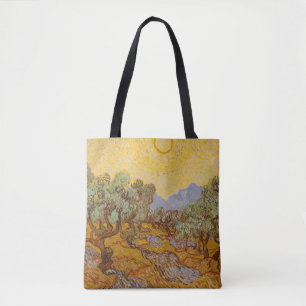 Bolsa Tote Oliveiras de Van Gogh Sol Amarelo Céu