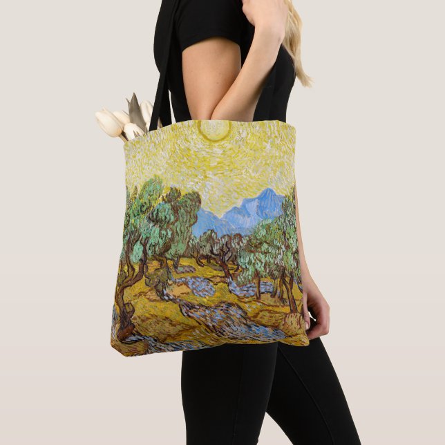 Bolsa Tote Oliveiras de Van Gogh - Sol Dourado e Céu Arte (Close Up)