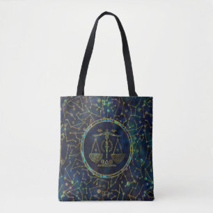 Bolsa Tote Olmo Dourado do zodíaco do Libra na constelação