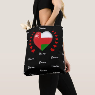 Bolsa Tote Oman Flag & Heart, Oman Flag fashion /sport