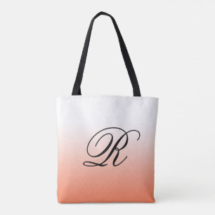 Bolsa Tote Ombre coral sobre alguma cor com monograma