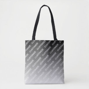 Bolsa Tote Ombre & Padrão de Texto (cor mutável) Cinza