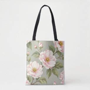 Bolsa Tote Ombro Camélia Floral Rosa Vintage