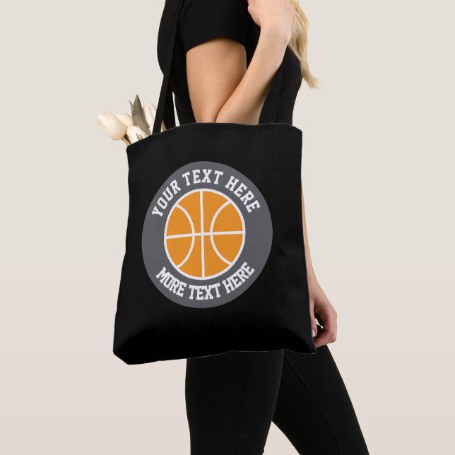 Bolsa tote ombro com logo de esportes de basquete  (Close Up)